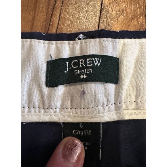 J.Crew “City Fit”‎ Pants – Size 8 – Navy with White Anchor Print - Picture 2 of 6